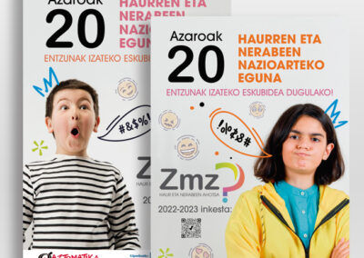 Trabajamos para mejorar el bienestar de los niños, niñas y adolescentes: elaborar estrategias, crear recursos educativos. Campaña de sensibilización creada para el Día Internacional de la Infancia y la Adolescencia 2022.
